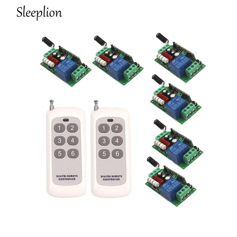 

Sleeplion 110V 220V 10A Relay 1CH Far Distance Wireless RF Remote Switch Transmitter+6 Receiver ON/Off 315MHz 433MHz