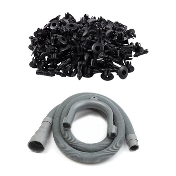 

1.5M 5Ft 59 Inch Machine Dishwasher Drain Hose Extension Washing Pipe with Bracket Set with 7mm Hole Plastic Rivets Fastener Aut