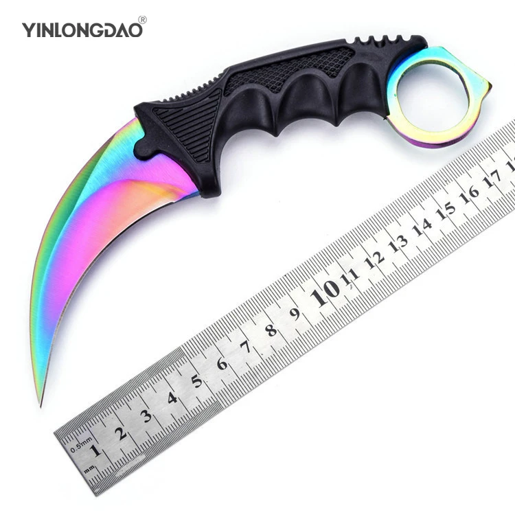 CS GO нож-Коготь Karambit, нож для шеи с ножной, Тигриный зуб, настоящий игровой нож, красный, синий, золотой цвета, Походный нож