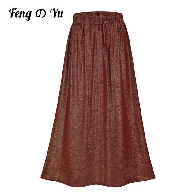 Fashion Bohemian Long Skirt Women's Elegant Holiday Summer Casual High Elastic Waist Skirt Floral Print Sea Blue Retro Skirt Red