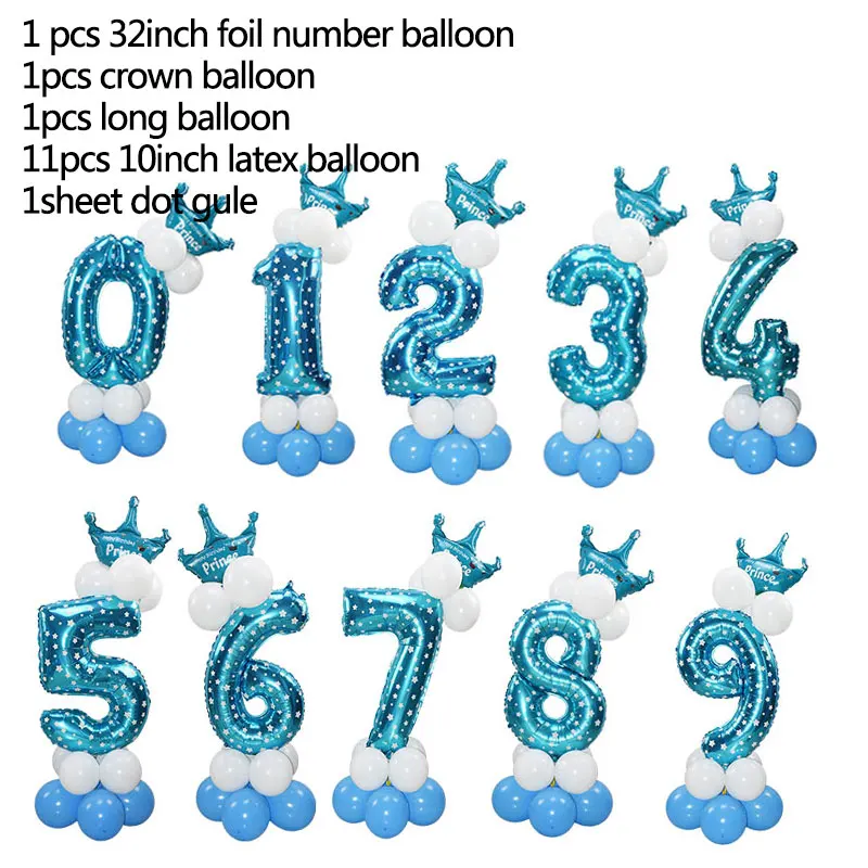 D blue balloon 1 Набор, 32 дюйма, цифра, фольга, шар, корона, рисунок 0-9, на день рождения, свадьбу, помолвку, для детей, на день рождения, на вечеринку, украшение, шары, товары - Цвет: D blue balloon