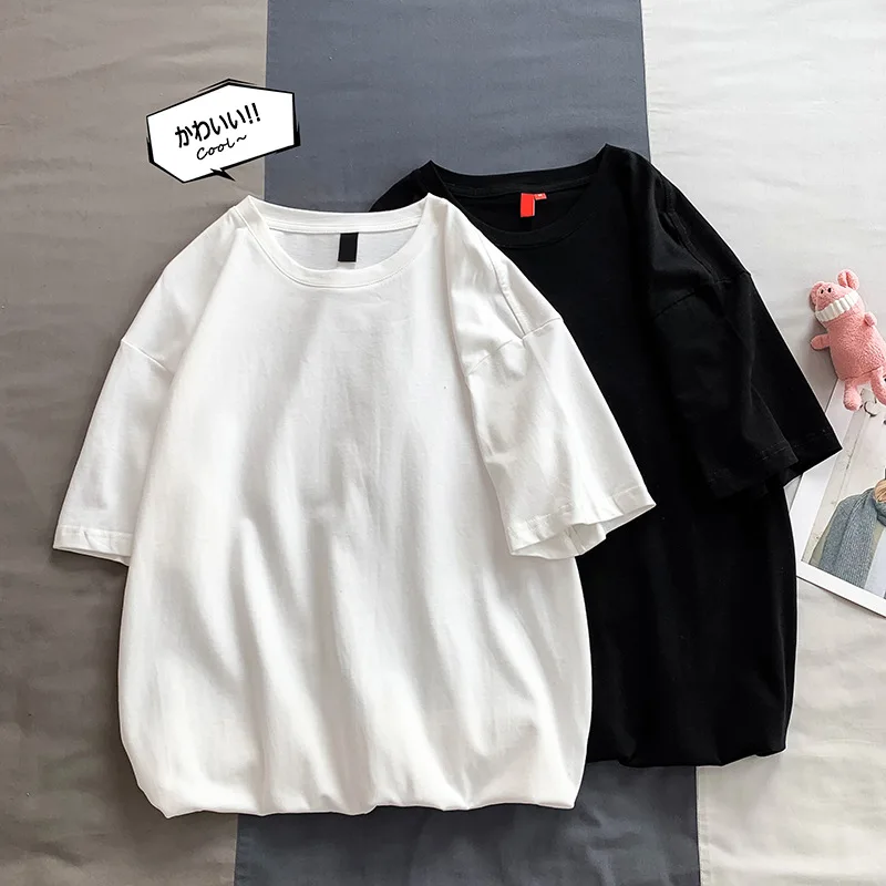 

Spring Summer Short-sleeved round Collar T-shirt Men Loose-Fit Solid Color T-shirt Teenager Thin Underwear Base Half Sleeve Tops