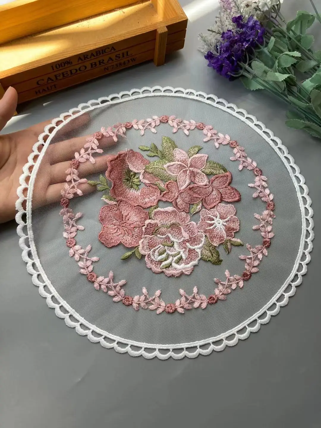 

2 PCS White Embroidered Flower Mesh Lace Applique Trims for Covers Curtain Home Textiles Sewing Strip Ribbon Fabric 28*28 cm New
