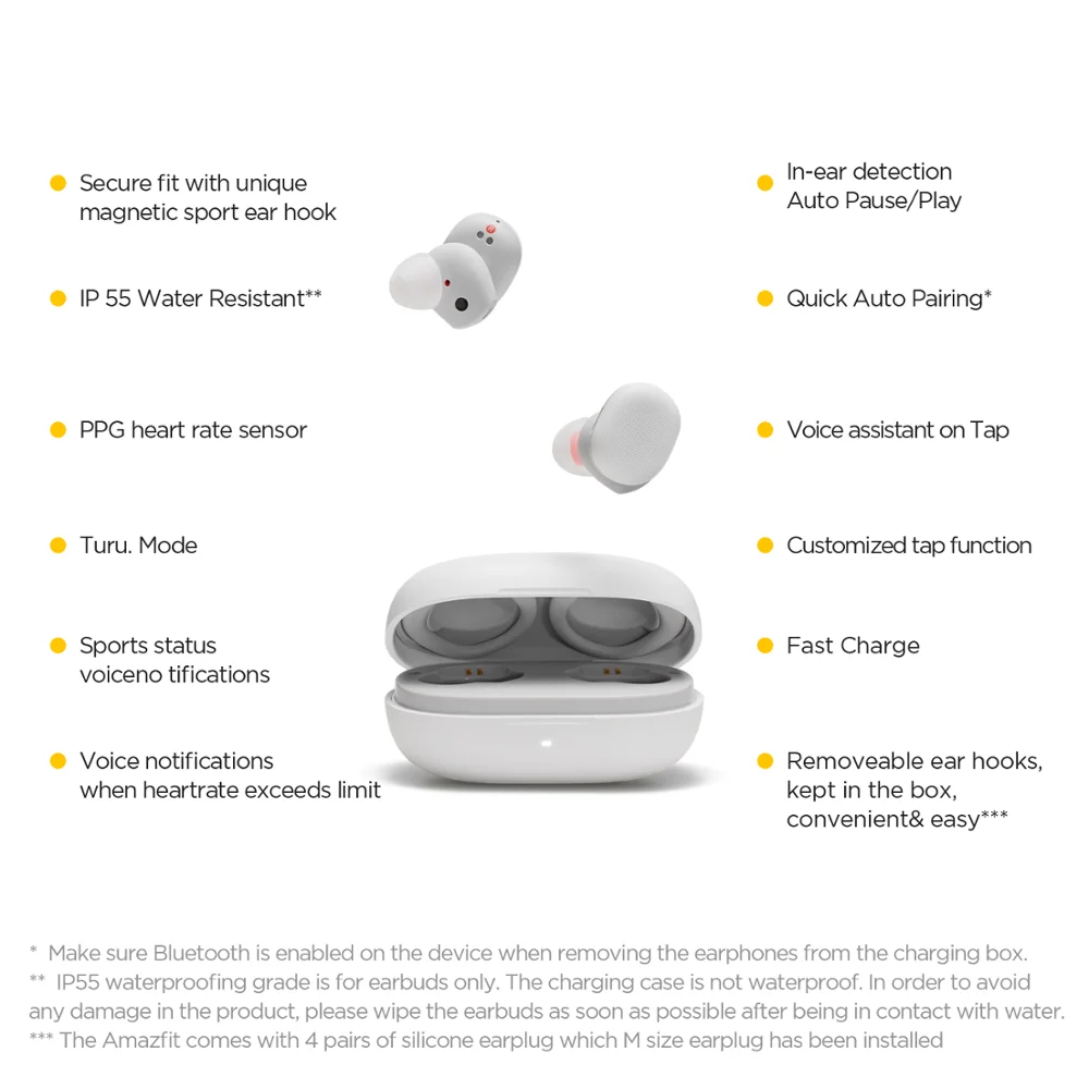 In stock Amazfit Powerbuds earphones Wireless In-Ear 24 Hours Battery Life Heart rate Monitor Bluetooth 5.0 For iOS Android