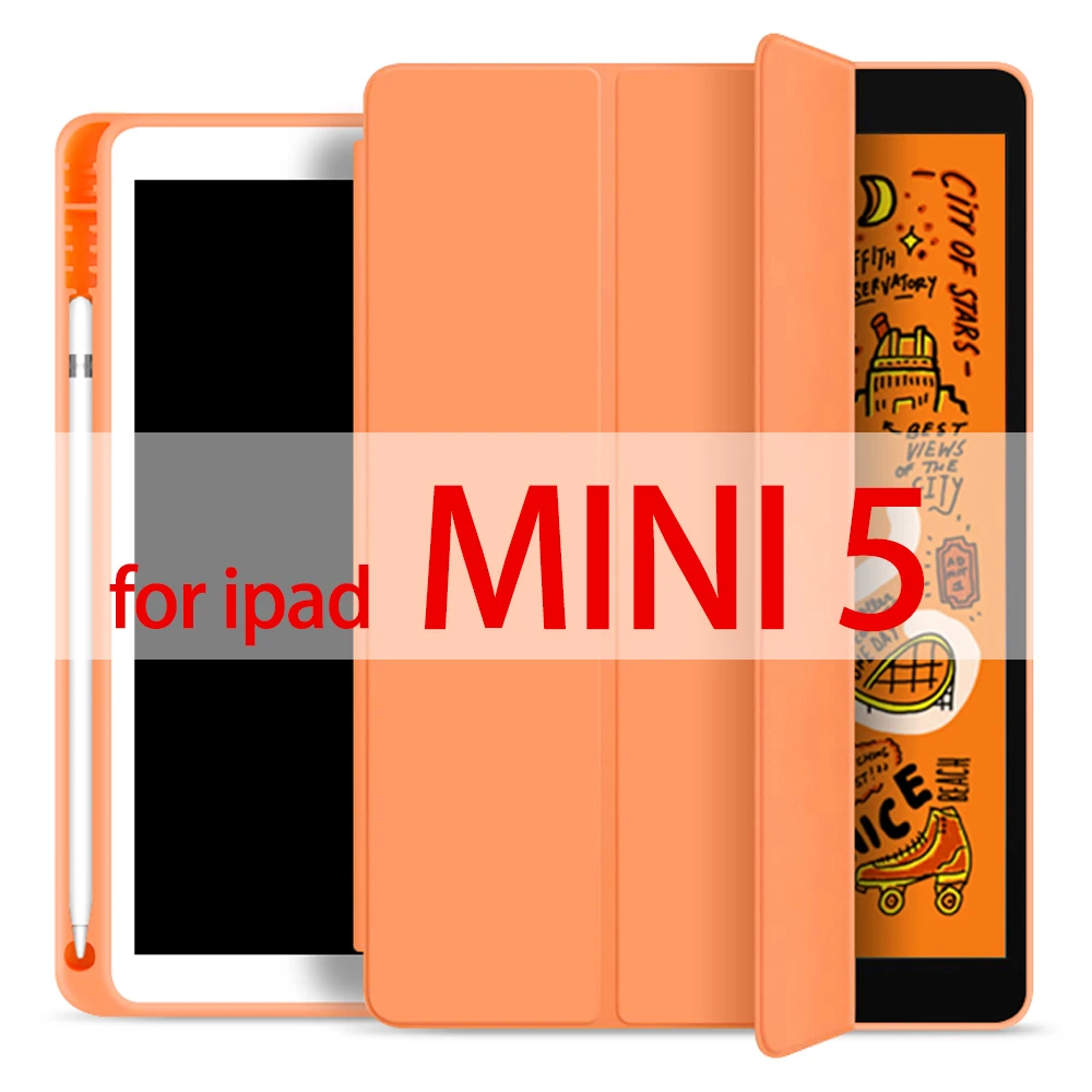 Orange mini 5 Для ipad чехол карандаш держатель Funda для ipad 6-го поколения для ipad Mini 5 ipad 10,2 / 9,7 чехол - Цвет: Orange mini 5