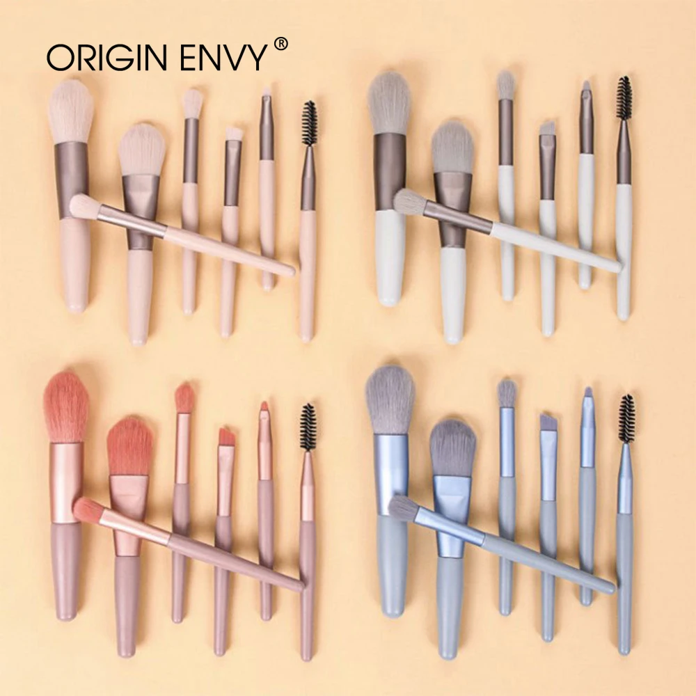 ORIGIN ENVY 7Pcs Makeup Brushes Foundation Brush Wooden Handle Soft Hair Makeup Set Brush Portable Beauty Tool Beauty