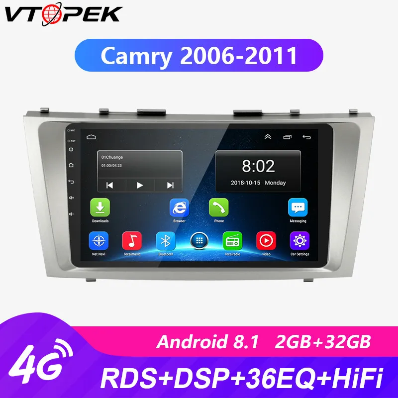 

Vtopek 9" 2 Din Android Car Radio 2G+32G Navigation GPS HIFI Function Autoradio Video with Frame for Toyota Camry 2006-2011
