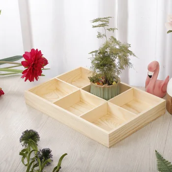 

Plant Flower Pot Wooden Storage Box Without Cover Decoration Tray Succulent Plant Flowerpot Desktop Divider Jewelry Display Box