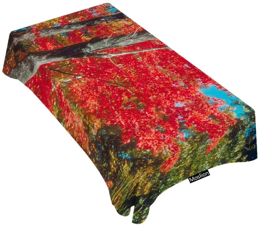 

Autumn Maple Leafs Red Tablecloth Table Cover for Dining