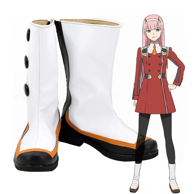 Darling In The Franxx Zero Two Code 002 white High Heel Cosplay Shoes Boots Adult Halloween Party Costume | Тематическая одежда и