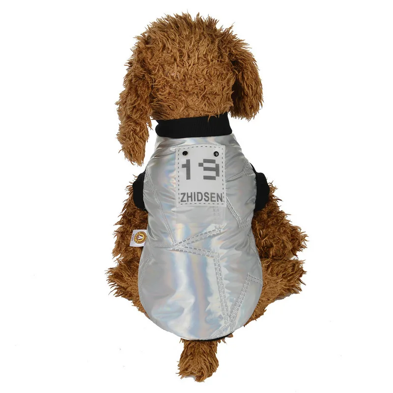 Зимняя жилетка для собак, куртка, пальто, утепленная теплая для щенков собак, одежда золотого и серебряного цвета, водонепроницаемое пуховое пальто, Одежда для питомцев, чихуахуа, Тедди - Цвет: Silver