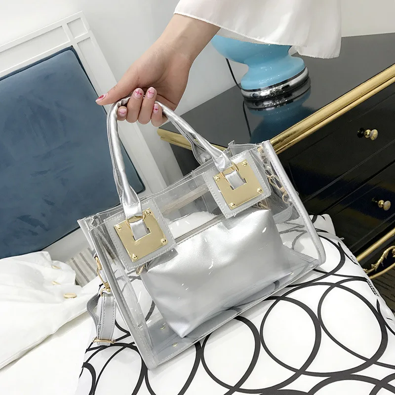 

2019 new JIULIN PVC fashion ladies shoulder slung jelly portable casual beach bag