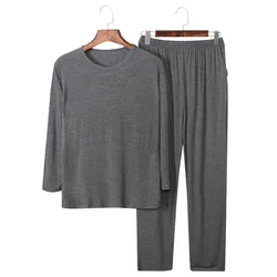 Clothes 95%Modal Cotton Men's Pajamas Set Long Sleeve Plus Size Sleepwear Pants Casual O-neck Loose Pyjamas For Women