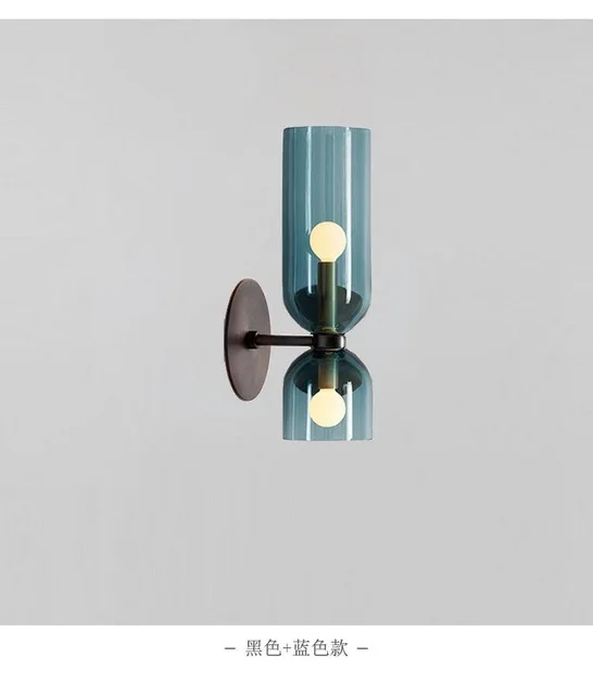 Black With Blue Современный светодиодный настенный светильник для гостиной настенные бра скандинавские Стеклянные Настенные светильники прикроватные светильники для спальни светильники для прохода - Цвет абажура: Black With Blue