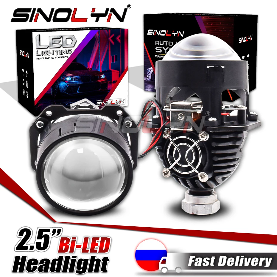 Sinolyn Angel Eyes Bi Led Lens Halo Lights Projectors For H4 H7 H1 9005 9006 Car Headlights High Low Beam 2.5 Inch LED Kits 40W |