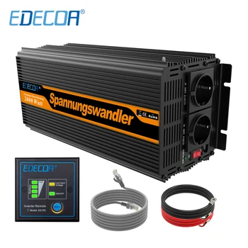 

EDECOA power inverter 2000W 4000W modified sine wave DC 12V AC 220V 230V with remote controller and 5V 2.1A USB