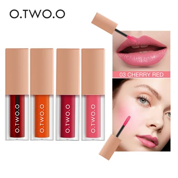 

O.TWO.O 4pcs/set Multi Effect Lip Gloss Blush Liquid Orange Pink Red Color Smooth Pigment Soft Silky Cosmetic