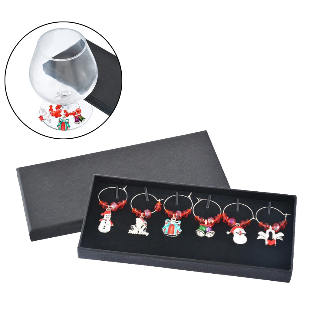 6pcs Fashion Mixed Christmas Wine Glass Marker Charms Ornaments Table Decoration
