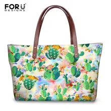FORUDESIGNS, женские сумки, кактус, цветочный принт, топ-ручка, сумки на плечо, повседневная женская большая пляжная сумка, Bolsa Feminina, большой размер