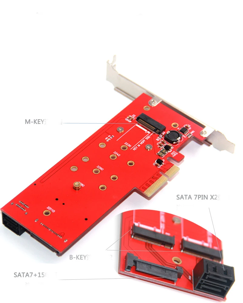 3 интерфейса M.2 Накопитель SSD с протоколом NVME NGFF к PCI Express X16 адаптер M Key 2x B Ключ Riser карты расширения карты поддержка PCI Express 3,0 4X M2 SATA