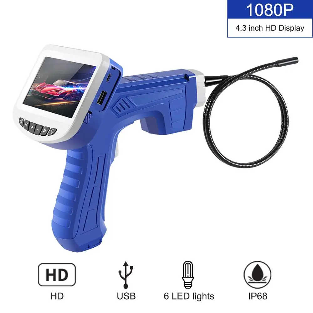 4 3 дюймов lcd промышленный эндоскоп 8 мм 1080P HD микро видео инспекционная камера для