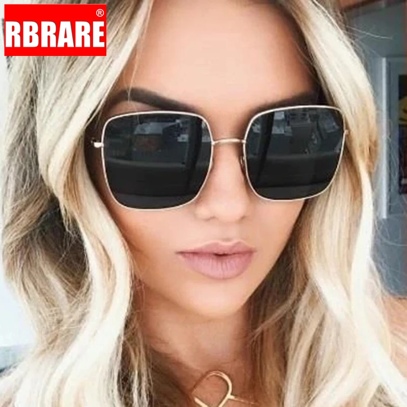 RBRARE, квадратные большие солнцезащитные очки для женщин, роскошный бренд, Ретро стиль, сплав, большая оправа, солнцезащитные очки, Ретро стиль, градиентные мужские солнцезащитные очки