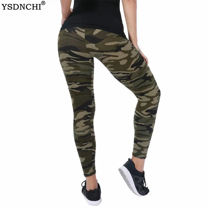 Women Leggings Pants Skinny Army Sport Green High-Elastic Camouflage Plus-Size Gym YSDNCHI