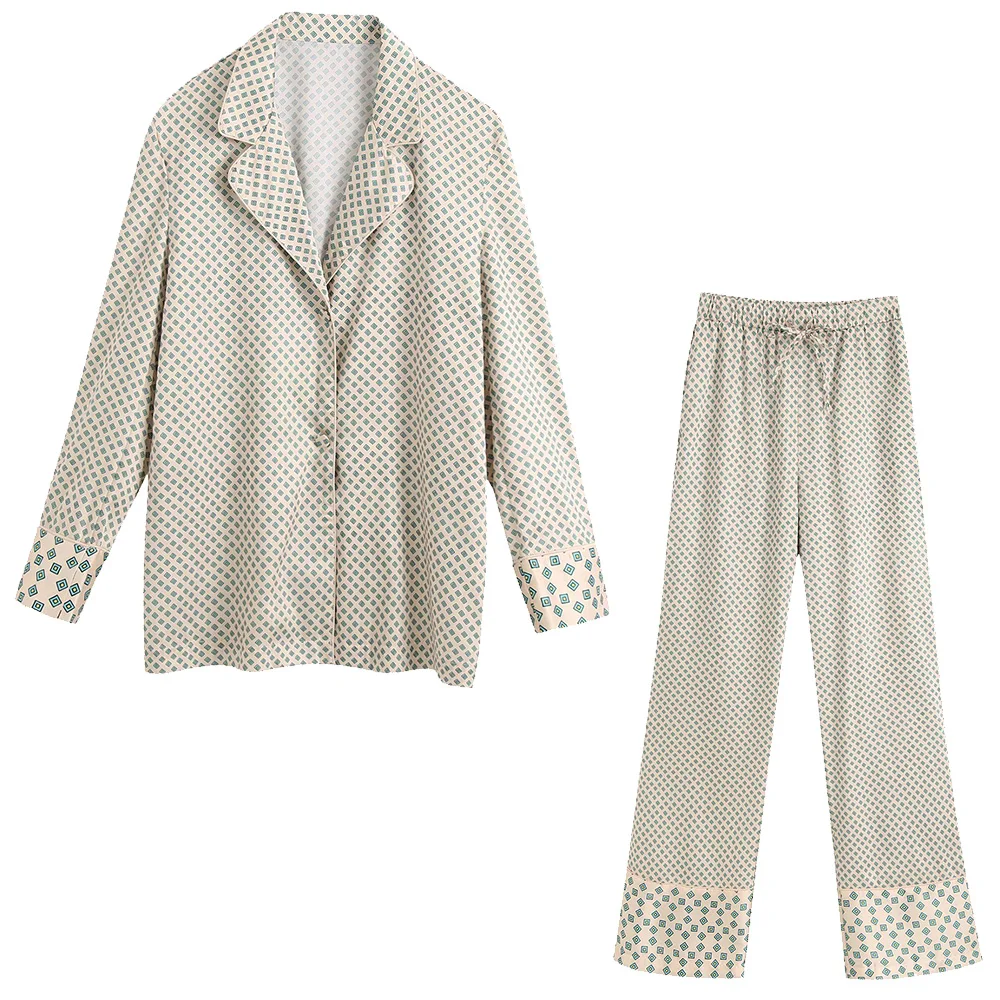 2020 NEW Summer Women 2 pieces Set beige print long Sleeve shirt blouse long pants Suit female casual woman clothes 2020 NEW Summer Women 2 pieces Set beige print long Sleeve shirt blouse long pants Suit female casual woman clothes