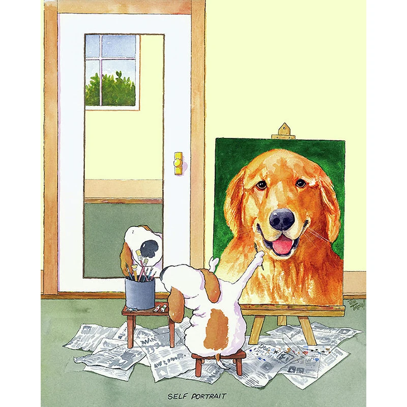 DIY картина по номерам собака Self Portrait комплект маслом на стену для домашнего