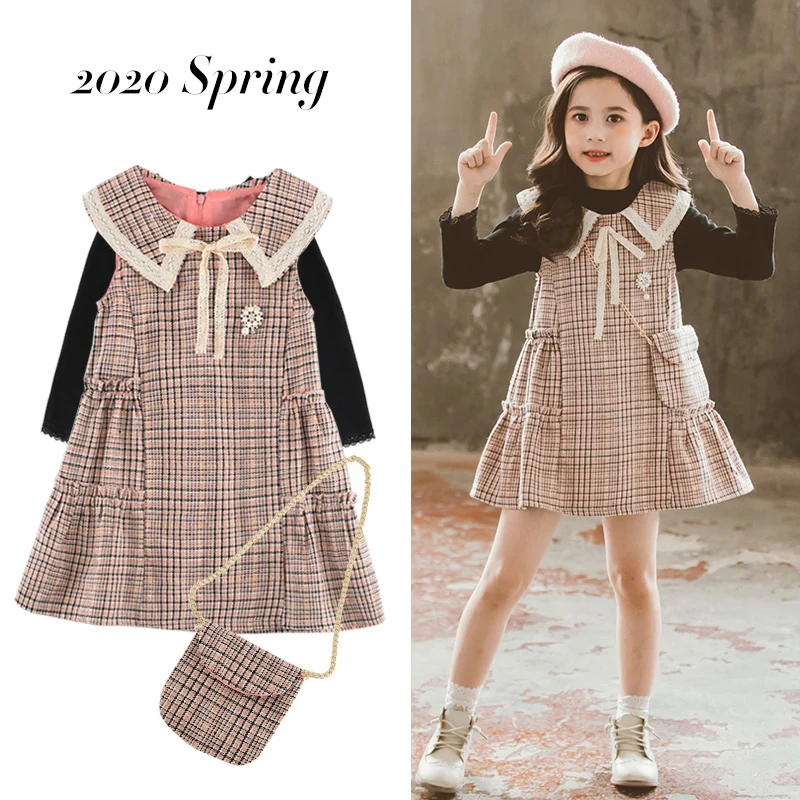 Корейское платье, детская одежда, наряды для девочек, весна, Новое Детское платье принцессы для маленьких девочек, комплект из 2 предметов для детей 4, 6, 8, 10, 12 лет