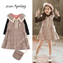 Корейское платье, детская одежда, наряды для девочек, весна, Новое Детское платье принцессы для маленьких девочек, комплект из 2 предметов для детей 4, 6, 8, 10, 12 лет