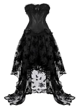 

Fashion Retro Women Gothic Style Lace Layered Hem Sleeveless Corset Dress Off Shoulder Skirt Sets Slim Wedding Elegant Costumes