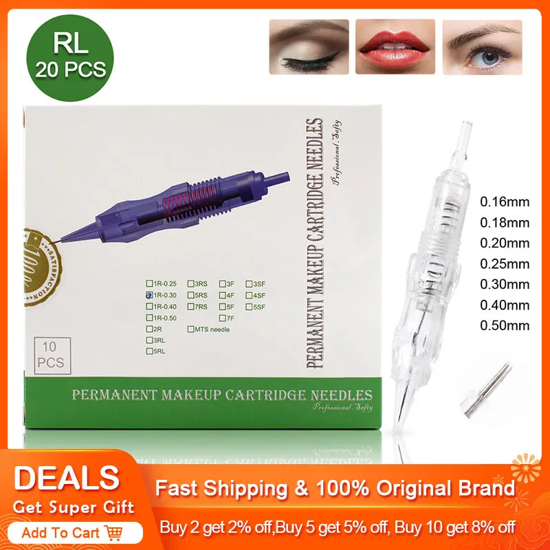 

20Pcs Screw Cartridges Needles Tattoo 1R/2R/3/4/5/7RL Permanent Makeup Machine Needles Professional Needles for Specify Machine