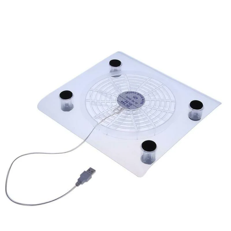 Laptop USB Air Cooling Fan LED Light Cooler Pad Blue LED Large Single Heatsink Cooling Fans 3