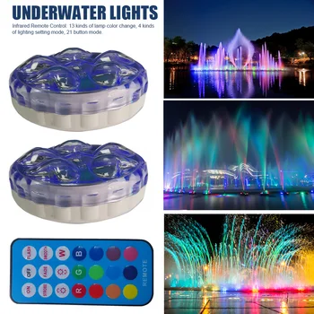 

2pcs Magnetic Fountain Bathtub Swimming Pool Underwater Light Easy Install Color Changing Remote Control Fish Tank RGB LED Small