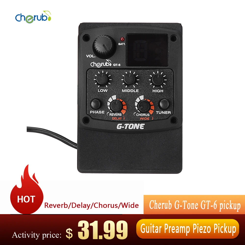 Предусилитель для акустической гитары Cherub G-Tone GT-6 пьезо-эквалайзер 3-полосный