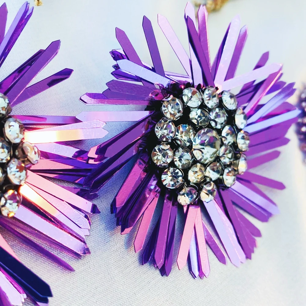 New Brand Hot Colorful Crystal Flower Geometric Shaped Drop Dangle Earrings For Women Charm Statement Pendant Earrings Jewelry
