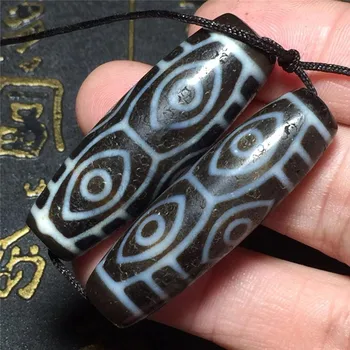 

A Pair of Dragon Eyes Rare Patterns Houseshoe Vein Amulet Tibetan Dzi Beads for Bracelet DIY Jewelry Making