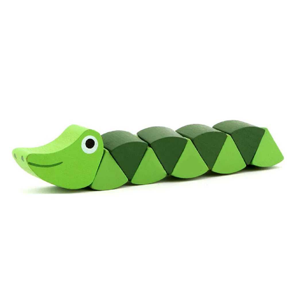 Красочная деревянная головоломка гусеница для детей обучающая Дидактическая детская развивающая игрушка пальцы игра для детей Монтессори подарок - Цвет: crocodile