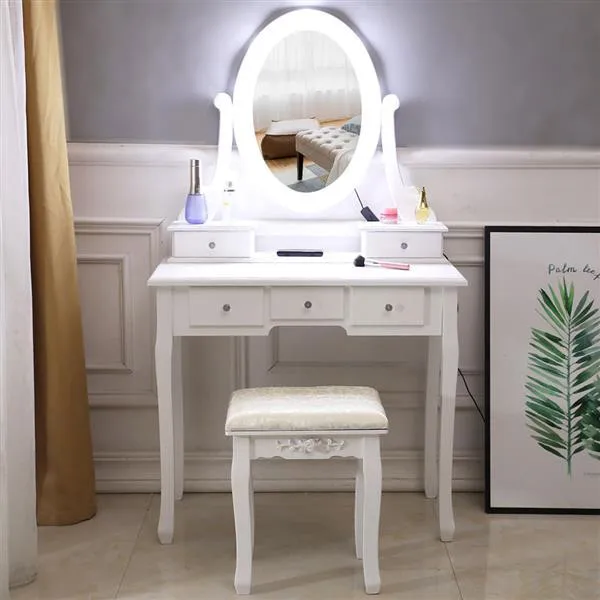 

Dressing Table With Light Single Mirror Dressing Table with 5 Drawer For Makeup