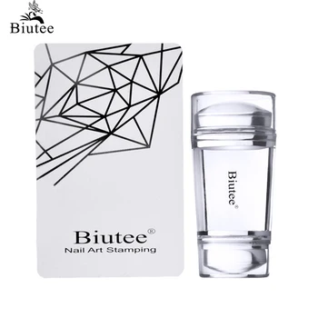 

Double Head Silicone Nail Stamper Clear Green Jelly 2.2cm 2.8cm Manicure Head with Scraper Nail Art Stamping Tool Set