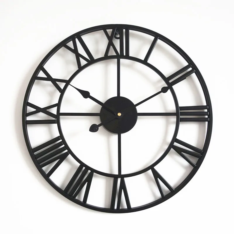 Ретро железные большие настенные часы римские винтажные кварцевые настенные часы кухонные часы гостиная Стикеры