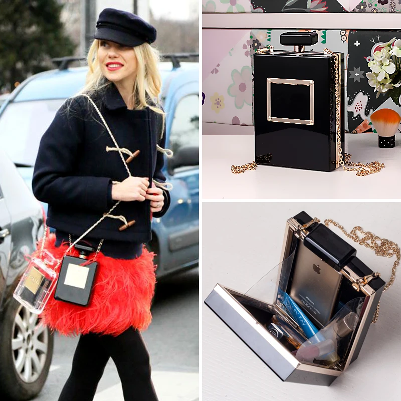 

Hot Girls New Fashion Style Brand Personality Perfume Bottle Shaped Women Bags Creative Mini Purse Crossbody Handbags Bags