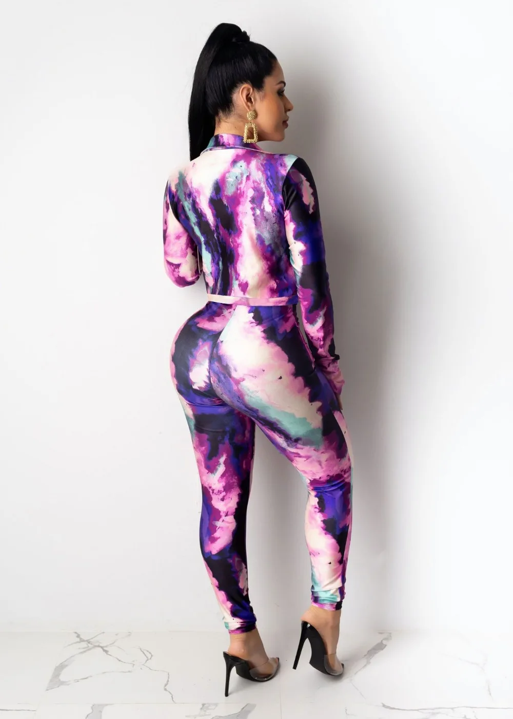 Популярный женский комбинезон с v-образным вырезом, комбинезон с принтом tie dye, женский комбинезон macacao feminino