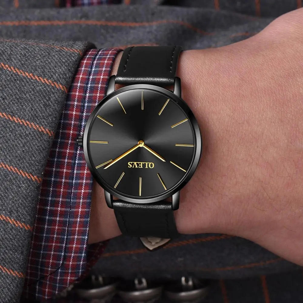 Мужские ультратонкие кварцевые часы OLEVS топовые брендовые Роскошные наручные