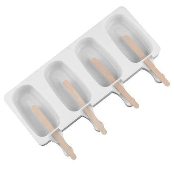 

4 Cell Silicone Freezing Ice Cream Mold Juice Popsicle Maker Lolly Mould Sticks