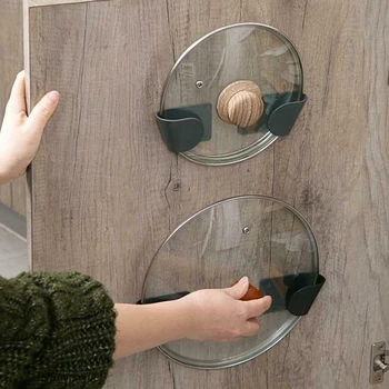 

2pcs Storage Rack Pot Lid Kitchen Cookware Organizer Holder Wall Mount Cabinet Hanging SEC88