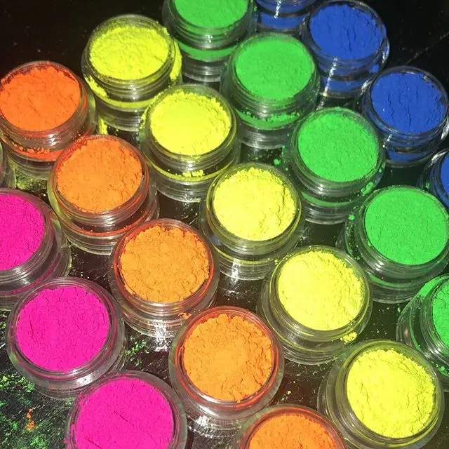 12 Jars Neon Phosphor Pigment Powder Set Fluorescent Nail Glitter Eye Powder Manicure Nail Art Dust For Art Decoration
