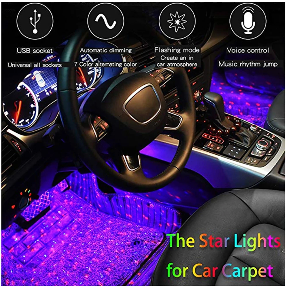 9 Led 2 4 1 Interior 5050 Atmosphere Lights Foot Strip Car AliExpress
