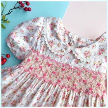 Детские платья для девочек, летнее голубое винтажное платье для маленьких девочек платья с оборками для малышей платье с цветочной вышивкой для девочек